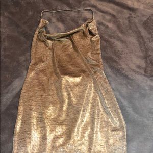 Metallic Gold Mini Dress w/ High Splits on Sides